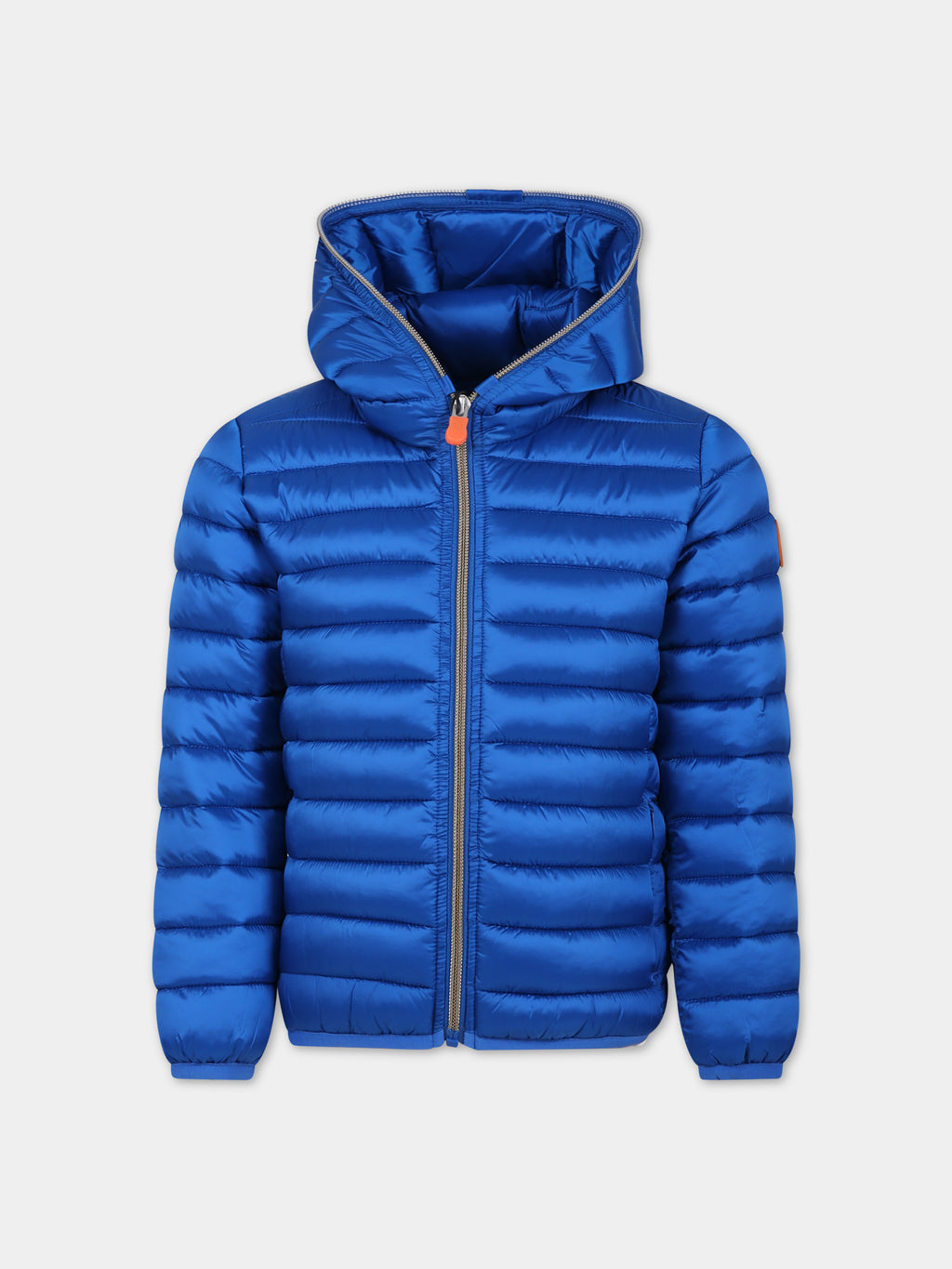 Blue down jacket Iris for girl with logo